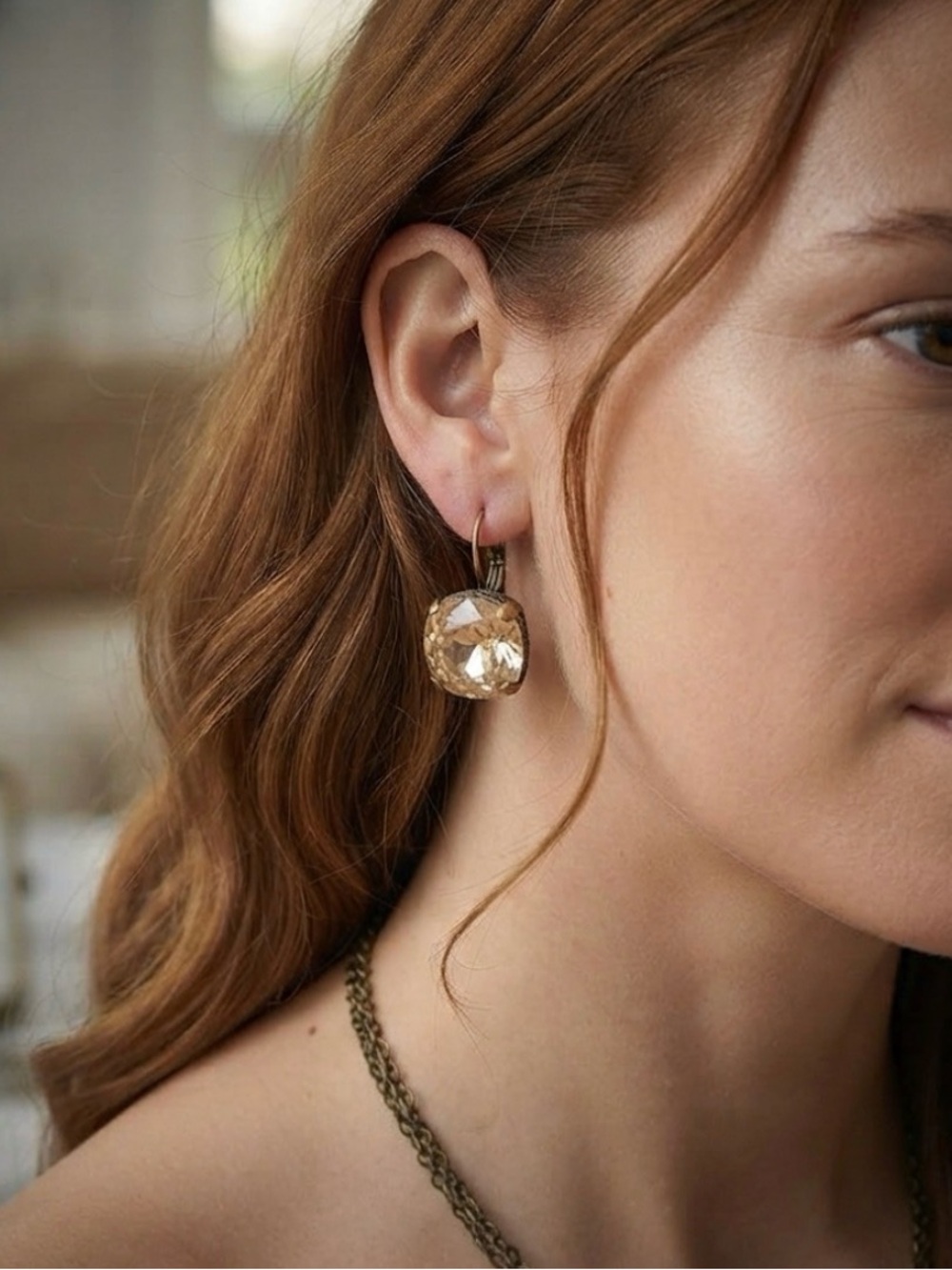 Cushion cut Swarovski crystal cut earrings